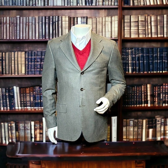 Harold Powell Vintage Blazer Green Silk Wool Blend Academia Size 40 Reg - Picture 1 of 11